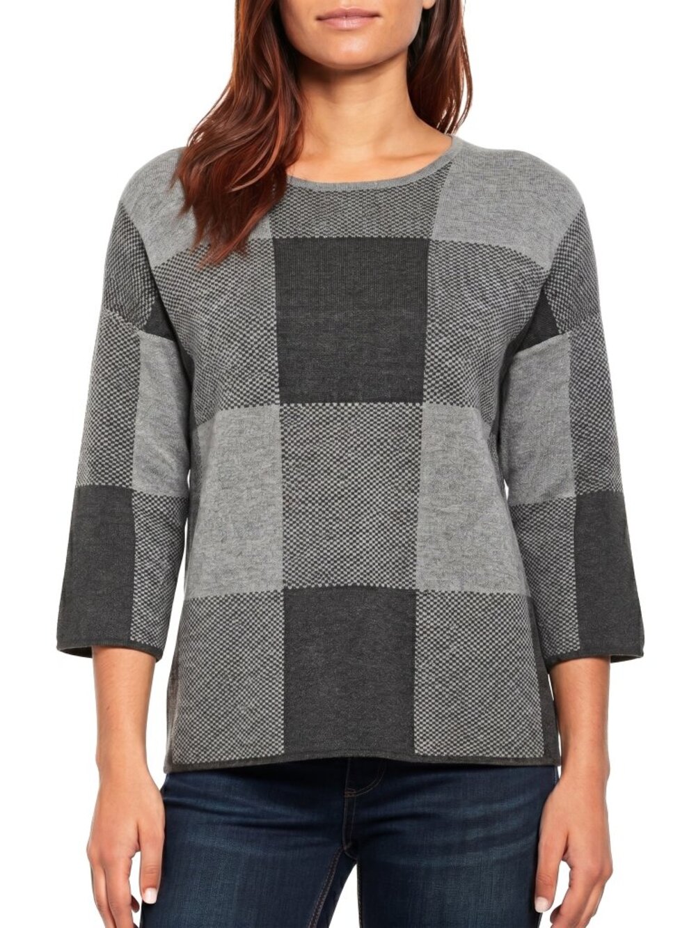 NWT MAX STUDIO Charcoal Gray Knit Crew Sweater Small S New